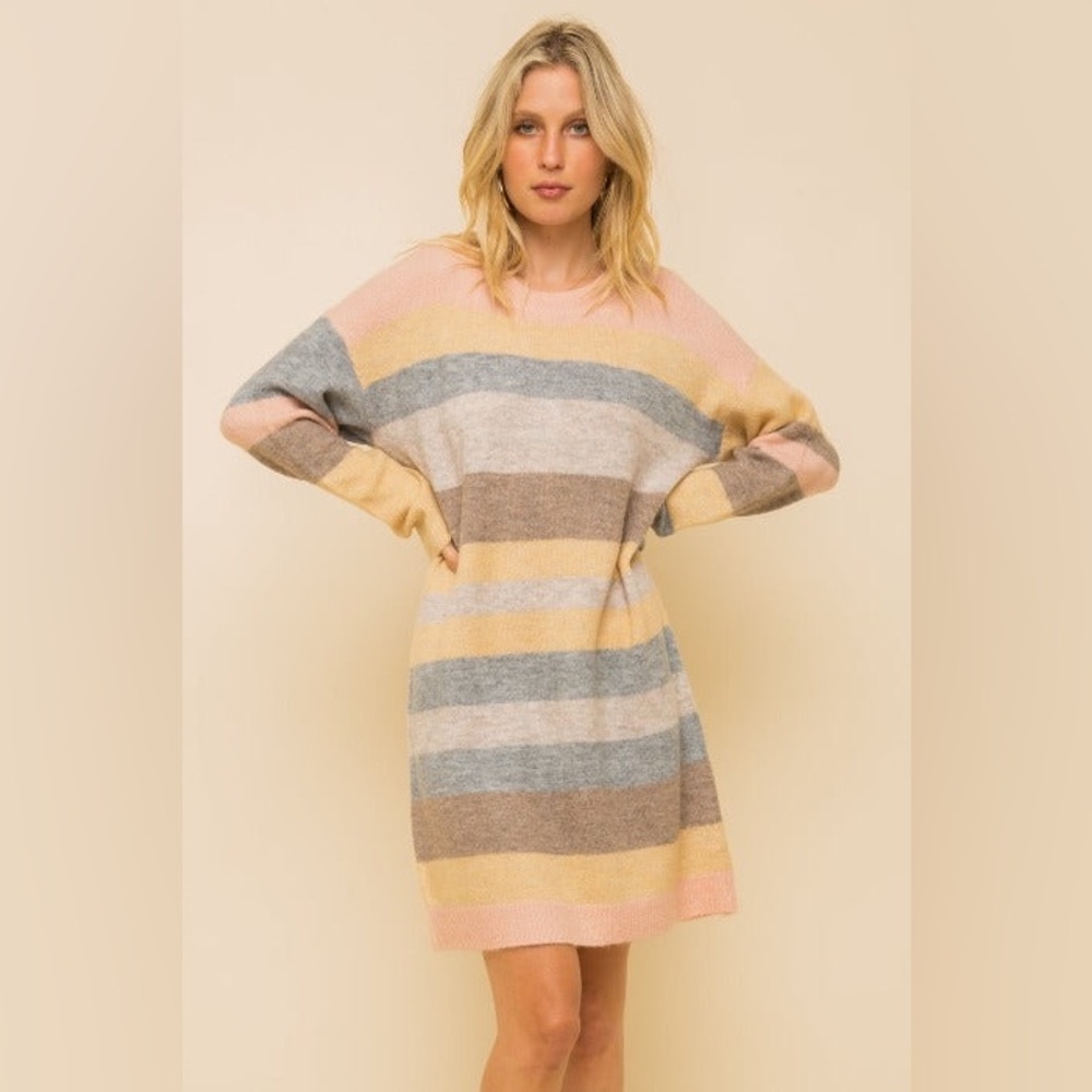 Melange Pastel Multi Stripe Sweater Dress